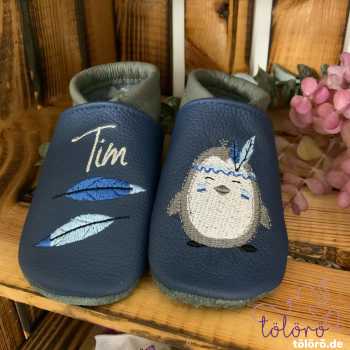 Name mit Federn und Pinguin Boho