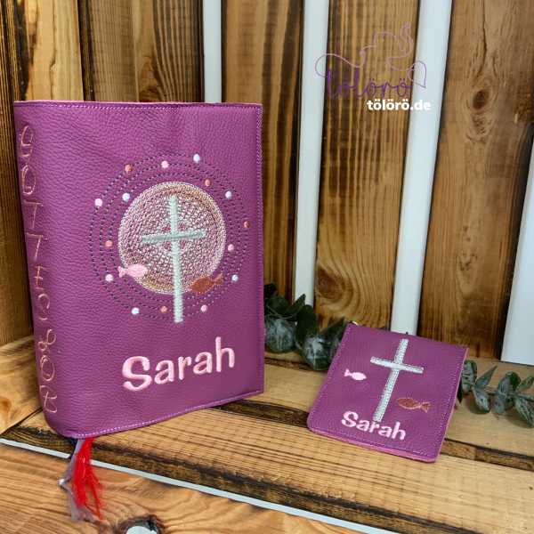Gotteslobhülle  Kreuz mit großem Lichtkreis und Fische